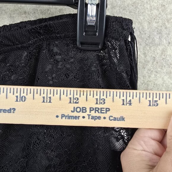 Black Lace Fringe Pants With Elastic Waist & Side Fringe Detailing - Picture 6 of 7